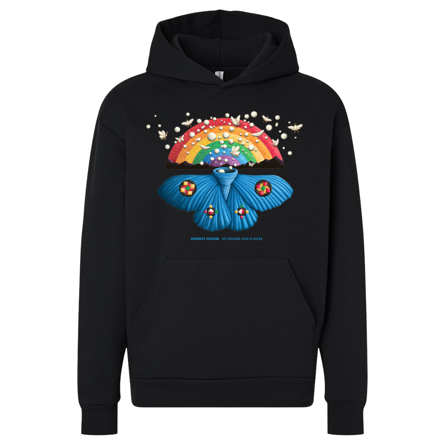 AN ERASER AND A MAZE RAINBOW MOTH HOODIE